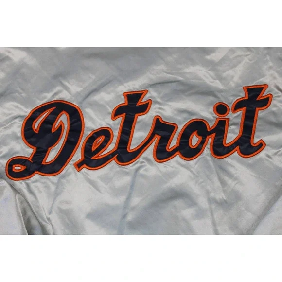 Vintage Detroit Tigers Reversible jacket Silver navy orange Size Large - Picture 10 of 10